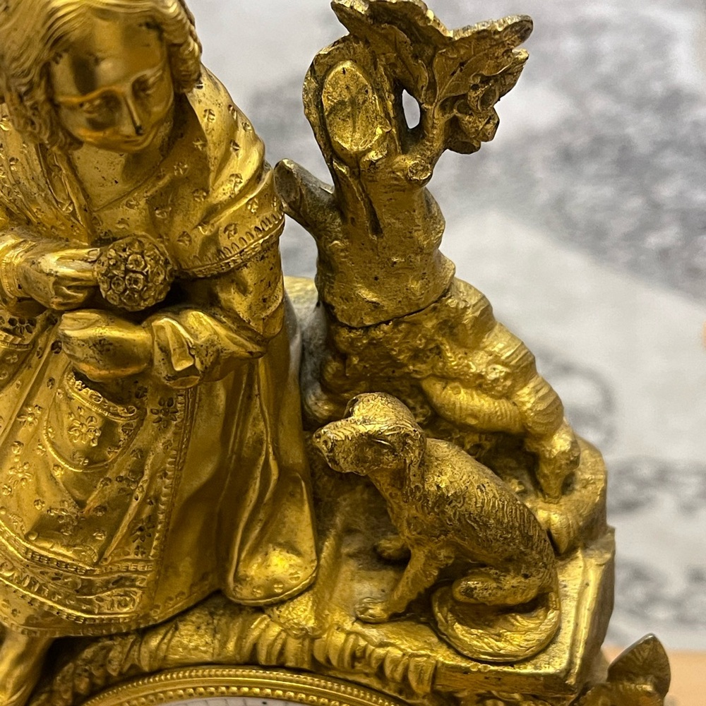 French Bronze-Dore Figural Mantel Clock 19th - Picture 14 of 16